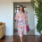 GEOMETRIC PRINT SHIRT DRESS - ORANGE