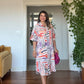 GEOMETRIC PRINT SHIRT DRESS - ORANGE