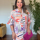 GEOMETRIC PRINT SHIRT DRESS - ORANGE
