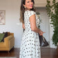 POLKA DOT BELT DETAIL MAXI DRESS – ECRU