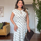 POLKA DOT BELT DETAIL MAXI DRESS – ECRU