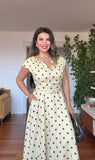 POLKA DOT BELT DETAIL MAXI DRESS – YELLOW