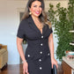 BUTTONED COLLAR MIDI DRESS - BLACK