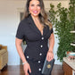 BUTTONED COLLAR MIDI DRESS - BLACK