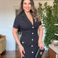 BUTTONED COLLAR MIDI DRESS - BLACK