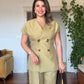 GOLD BUTTON DETAILED WRAP VEST & TROUSERS SET – PISTACHIO GREEN