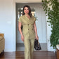 GOLD BUTTON DETAILED WRAP VEST & TROUSERS SET – PISTACHIO GREEN