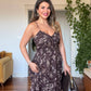 STRAPPY FLORAL MAXI DRESS - BROWN
