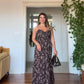 STRAPPY FLORAL MAXI DRESS - BROWN