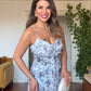 STRAPPY FLORAL MAXI DRESS - BABY BLUE