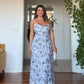 STRAPPY FLORAL MAXI DRESS - BABY BLUE