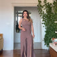 ASYMMETRIC CUTOUT WIDE LEG JUMPSUIT – CHOCOLATE BROWN