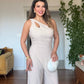 ASYMMETRIC CUTOUT WIDE LEG JUMPSUIT – BEIGE