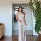 ASYMMETRIC CUTOUT WIDE LEG JUMPSUIT – BEIGE