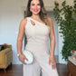 ASYMMETRIC CUTOUT WIDE LEG JUMPSUIT – BEIGE