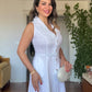 NATURAL LINEN DRESS - WHITE