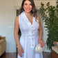 NATURAL LINEN DRESS - WHITE