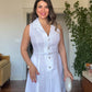 NATURAL LINEN DRESS - WHITE