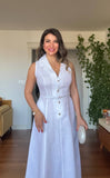 NATURAL LINEN DRESS - WHITE