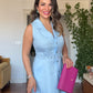 NATURAL LINEN DRESS - BABY BLUE