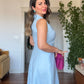NATURAL LINEN DRESS - BABY BLUE