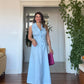 NATURAL LINEN DRESS - BABY BLUE