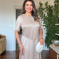 SATIN LONG DRESS - STONE