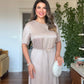 SATIN LONG DRESS - STONE