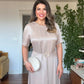 SATIN LONG DRESS - STONE