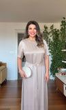 SATIN LONG DRESS - STONE