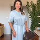 SATIN LONG DRESS - BABY BLUE