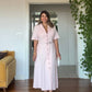BELTED BUTTON-DOWN MIDI SHIRT DRESS - POWDER