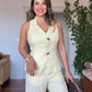 SLEEVELESS VEST LINEN SET - YELLOW