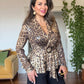 LEOPARD PRINT SEQUIN PLEATED SET - BLACK