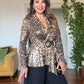 LEOPARD PRINT SEQUIN PLEATED SET - BLACK