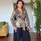 LEOPARD PRINT SEQUIN PLEATED SET - BLACK