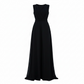STONE-EMBELLISHED BELTED SLEEVELESS JUMPSUIT - BLACK
