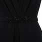 STONE-EMBELLISHED BELTED SLEEVELESS JUMPSUIT - BLACK