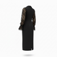 GOLD BUTTON DETAILED LACE SLEEVE WRAP DRESS – BLACK