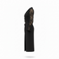 GOLD BUTTON DETAILED LACE SLEEVE WRAP DRESS – BLACK