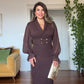 DOUBLE BUTTON DRESS - DARK BROWN