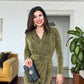 SPECIAL DESIGN GLITTER DRESS - KHAKI