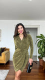 SPECIAL DESIGN GLITTER DRESS - KHAKI