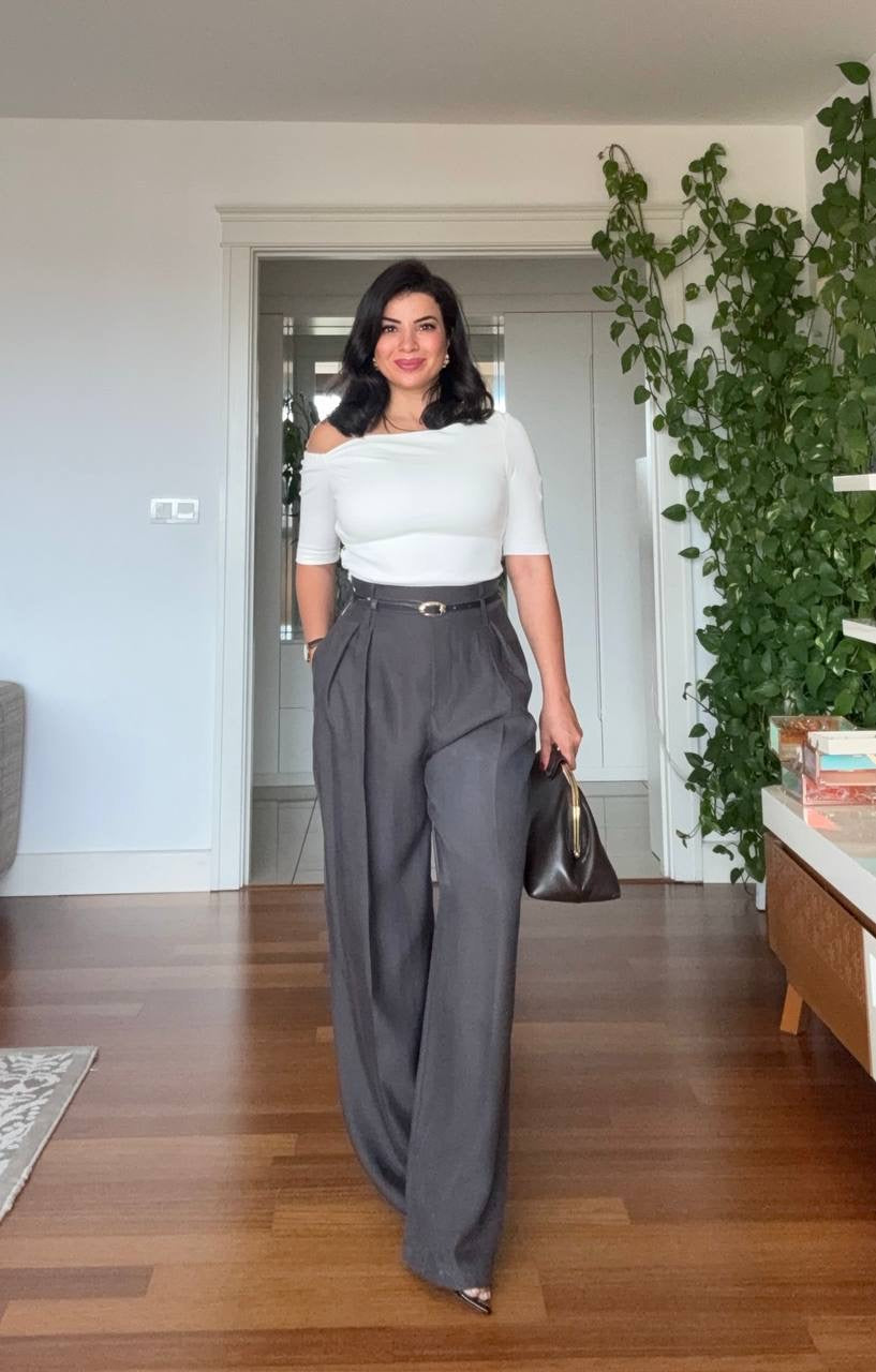 ONE-SHOULDER WIDE-LEG JUMPSUIT - GRAY