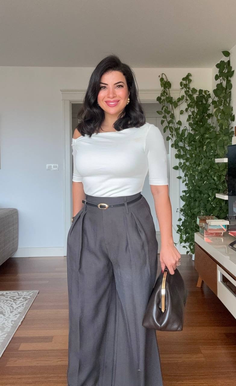 ONE-SHOULDER WIDE-LEG JUMPSUIT - GRAY
