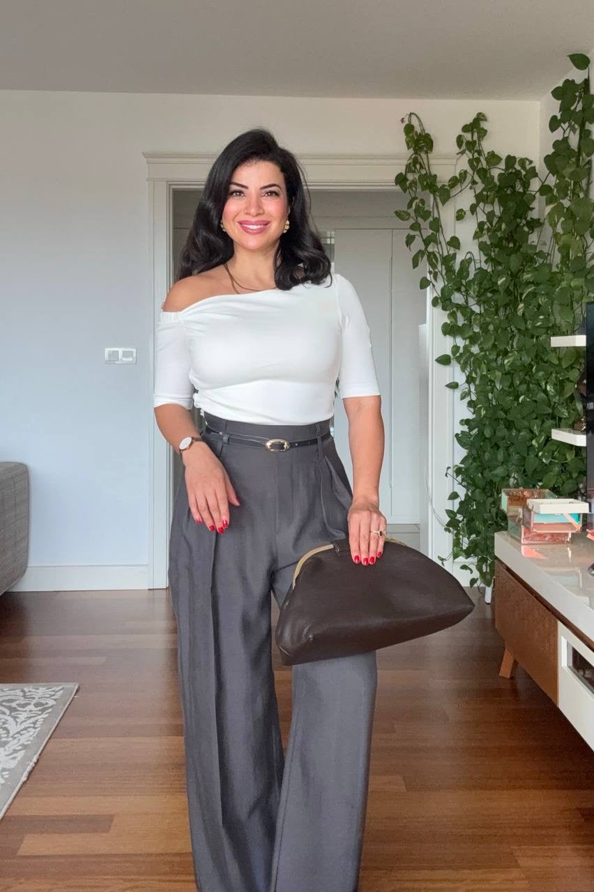 ONE-SHOULDER WIDE-LEG JUMPSUIT - GRAY