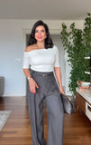 ONE-SHOULDER WIDE-LEG JUMPSUIT - GRAY