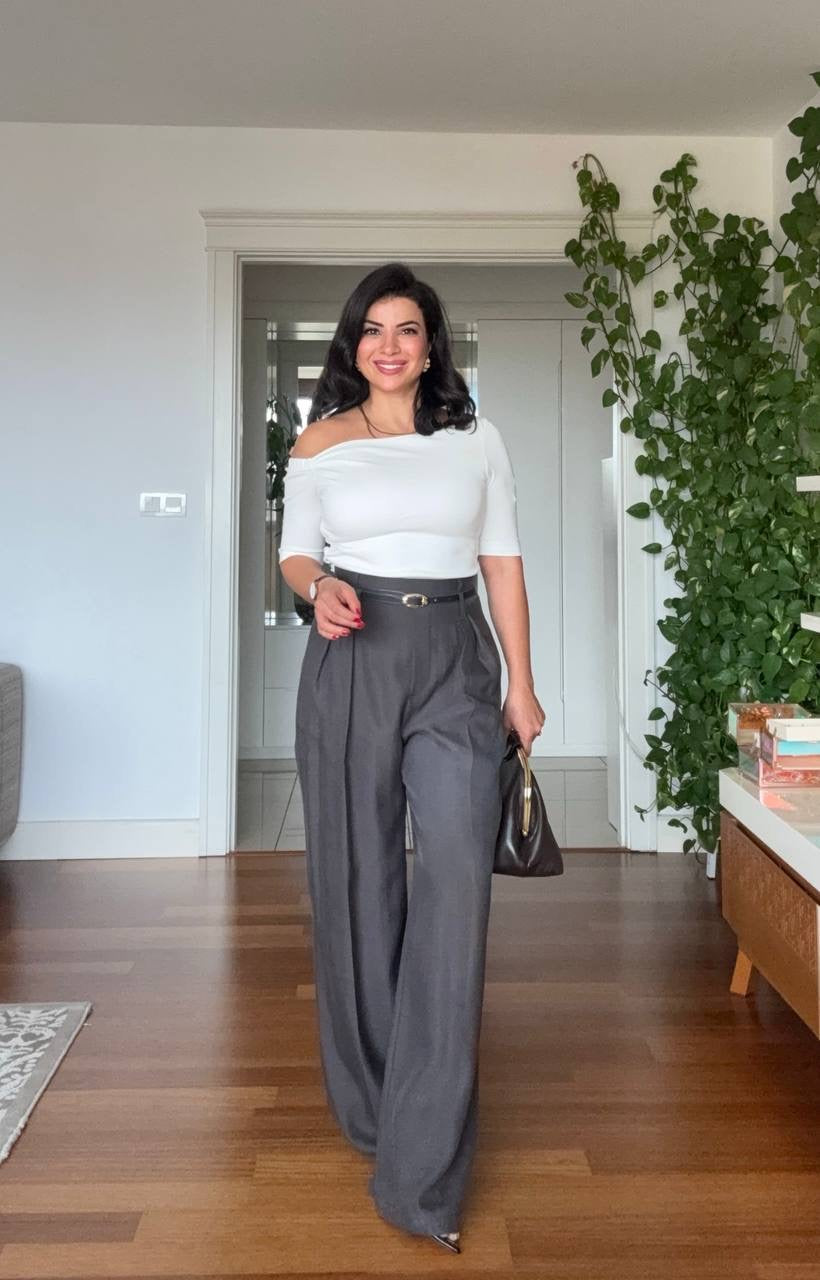 ONE-SHOULDER WIDE-LEG JUMPSUIT - GRAY