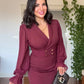 DOUBLE BUTTON DRESS - BURGUNDY