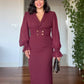 DOUBLE BUTTON DRESS - BURGUNDY